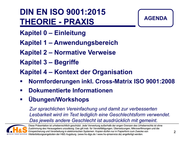 QB Lehrmaterial „DIN EN ISO 9001:2015 Kapitel 0 – 4“ (Microsoft PowerPoint®)