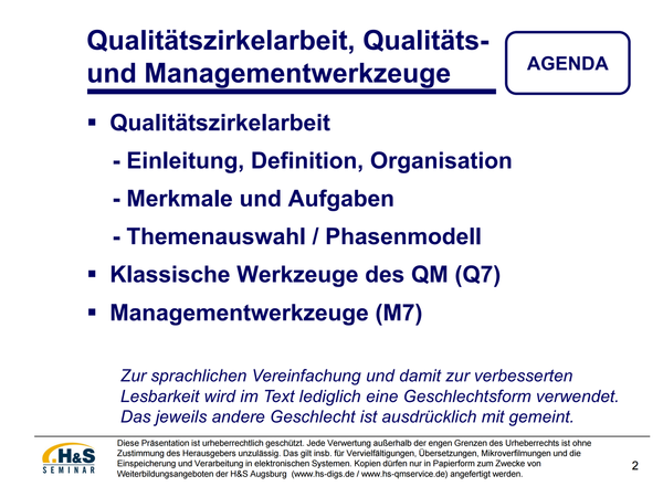 QB Lehrmaterial „Qualitätszirkelarbeit, Qualitäts- /Managementwerkzeuge“ (Microsoft PowerPoint®)