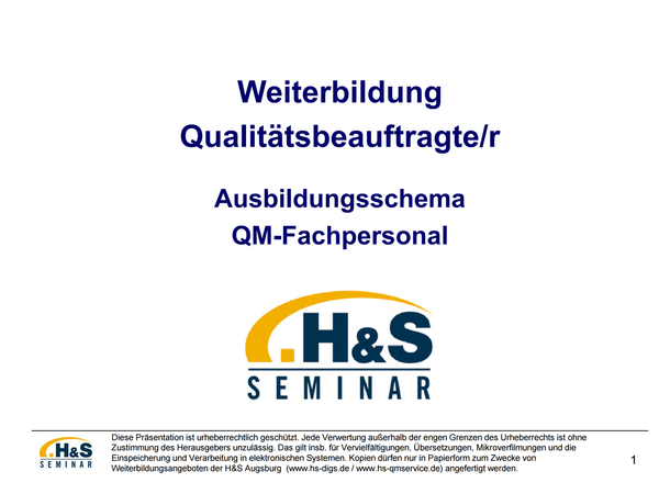 Lehrmaterial „Komplettset personalzert. Q-Beauftragter - 80 UE“ (Microsoft PowerPoint®)